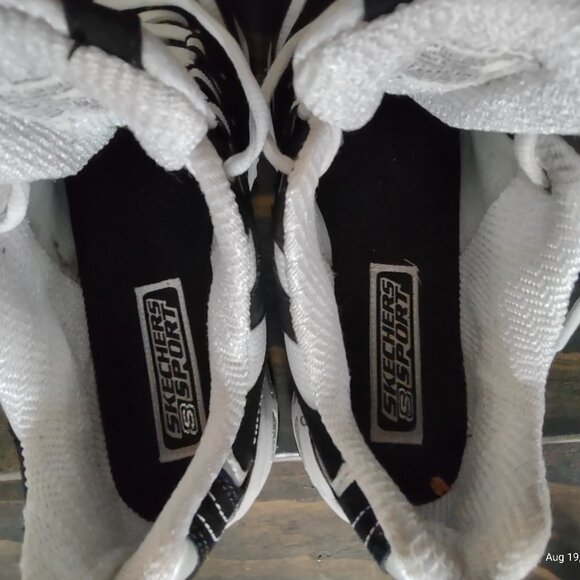 Skechers Women's  D'Lites Sport Biggest Fan Black White Glitter Size 7.5 - Picture 13 of 15